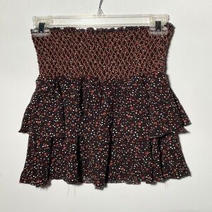 Altar'd State Black and Red Smocked Mini Skirt